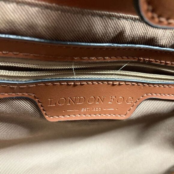 LONDON FOG Vegan Leather Shoulder Satchel Handbag Brown‎ - Picture 9 of 10